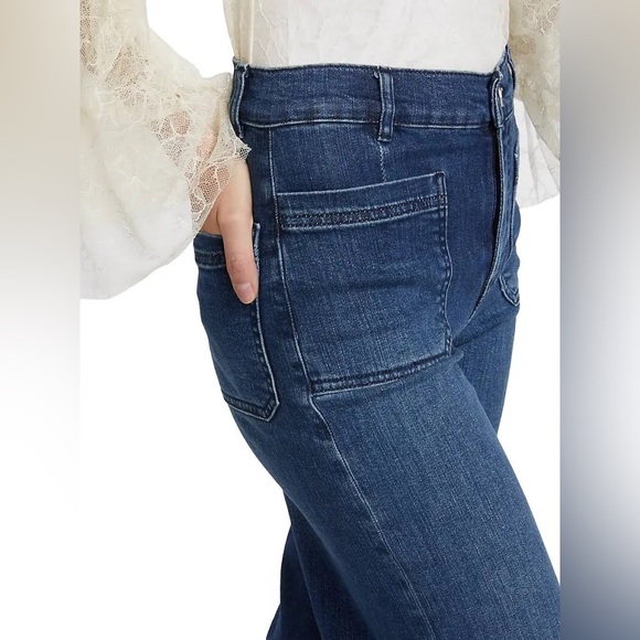 Frame NWOT Le Slim Palazzo Patch Jeans, thunderstorm, zip, stretch, 25 - Picture 4 of 13